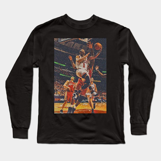 Prime D Rose Retro Style Long Sleeve T-Shirt by Playful Creatives